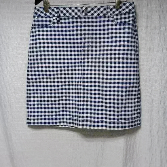 Talbots  Blue and white checkered mini shirt. Size 10P. - Picture 1 of 6